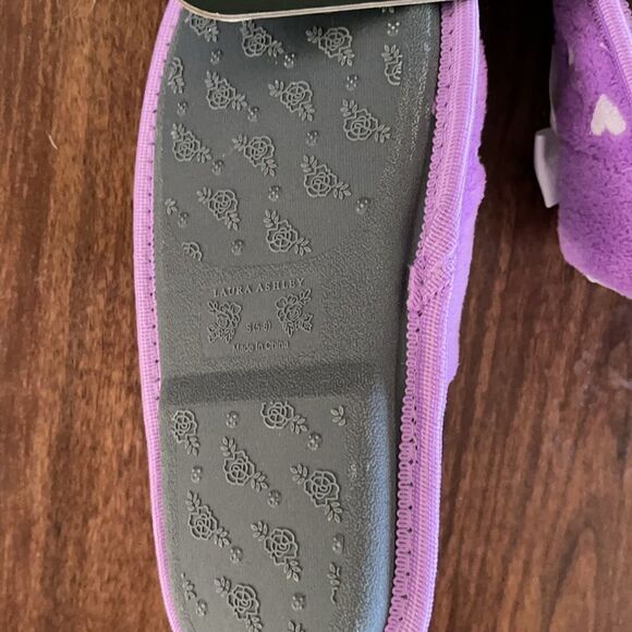Laura Ashley Purple Heart Slide Slippers Size Small 5/6 New Valentines - Picture 3 of 3